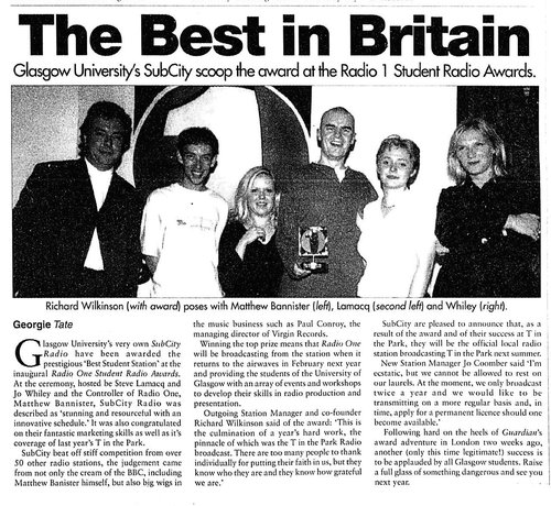 FM Schedule - Glasgow University Guardian 12/11/1996