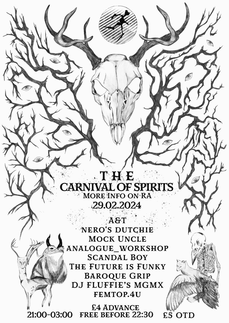 carnival of spirits B&W fly poster